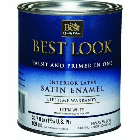 WORLDWIDE SOURCING Best Look Interior Latex Satin Paint And Primer In One Wall And Trim Enamel HW33W0800-14